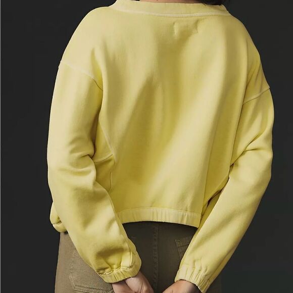 Anthropologie sz S Boxy Crop Sweatshirt NWT limr green crop dolman sweatshirt - Picture 4 of 16